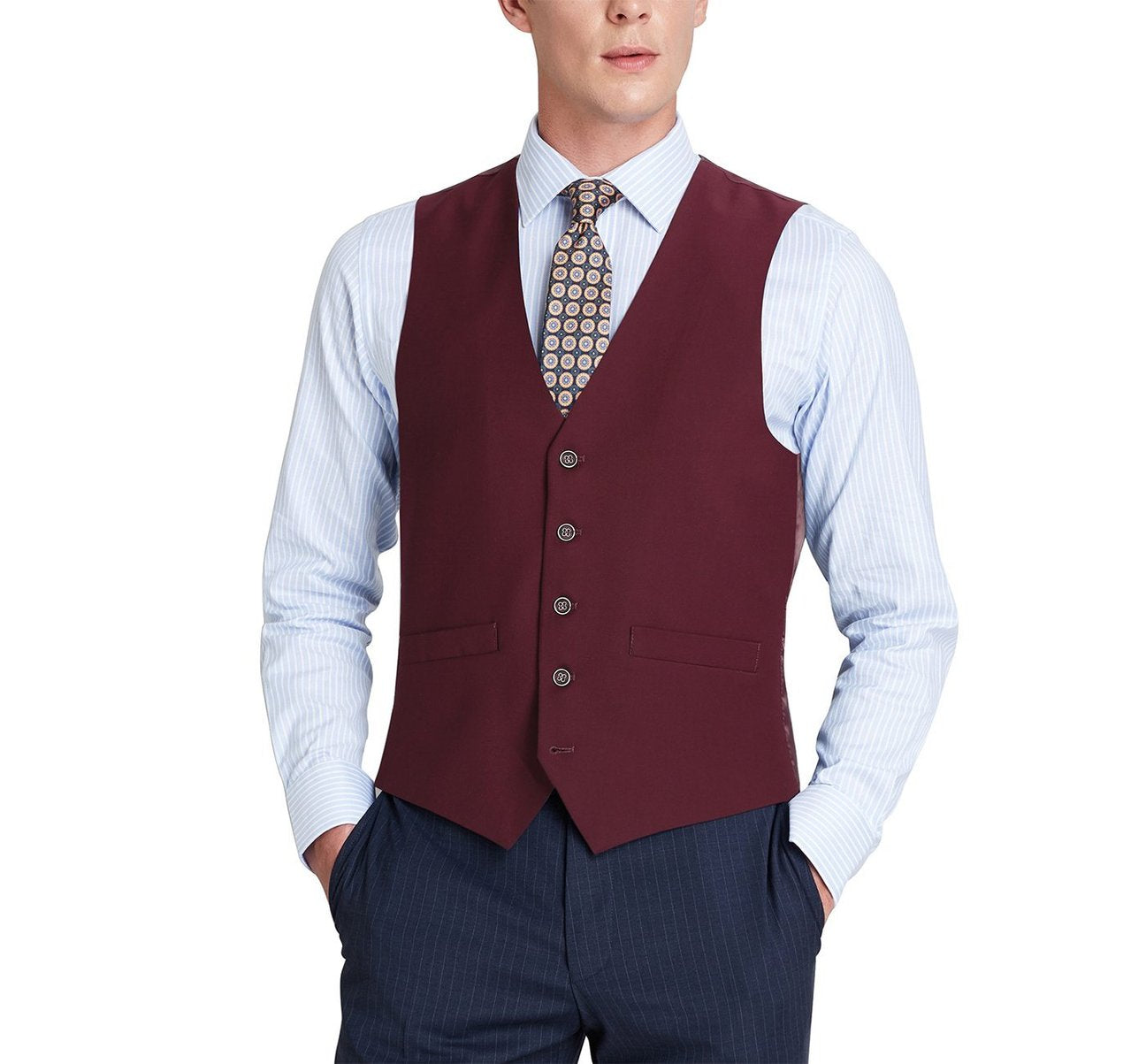 Alessandro Vitello by Renoir Burgundy Business Suit Vest Regular