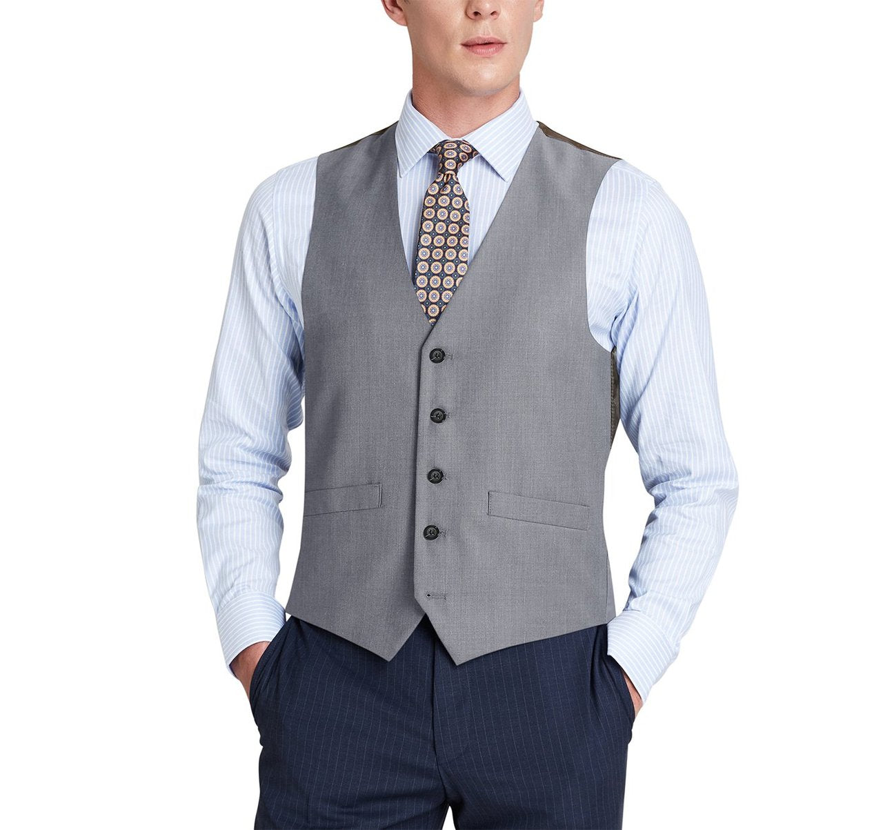 Renoir Mens Vest 508-5-LG ( Classic Fit Suit Separate Wool Vest ) Light Grey / 44R | Designer Church Suits Renoir Mens Vest 508-5-LG ( Classic Fit Suit Separate Wool Vest ) Light Grey / 44R | Designer Church Suits
