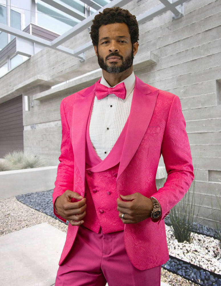 pink dress shirt black tie R&B Pink Solid Tie