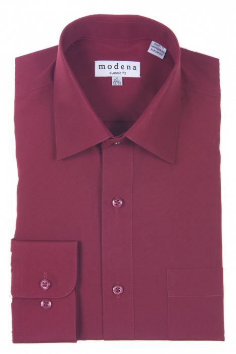 Modena Men's Classic Fit Long Sleeve Burgundy Dress Shirt M300CLOR 16.5 34/35 / Default Modena Men's Classic Fit Long Sleeve Burgundy Dress Shirt M300CLOR 16.5 34/35 / Default