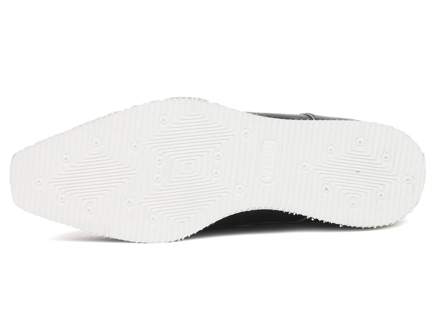 The Paul Parkman Smart Casual Monkstrap Shoes in black leather, identified as model 189-BLK-LTH, feature a thick white sole with blue accents. These shoes seamlessly combine style and sophistication for any occasion.