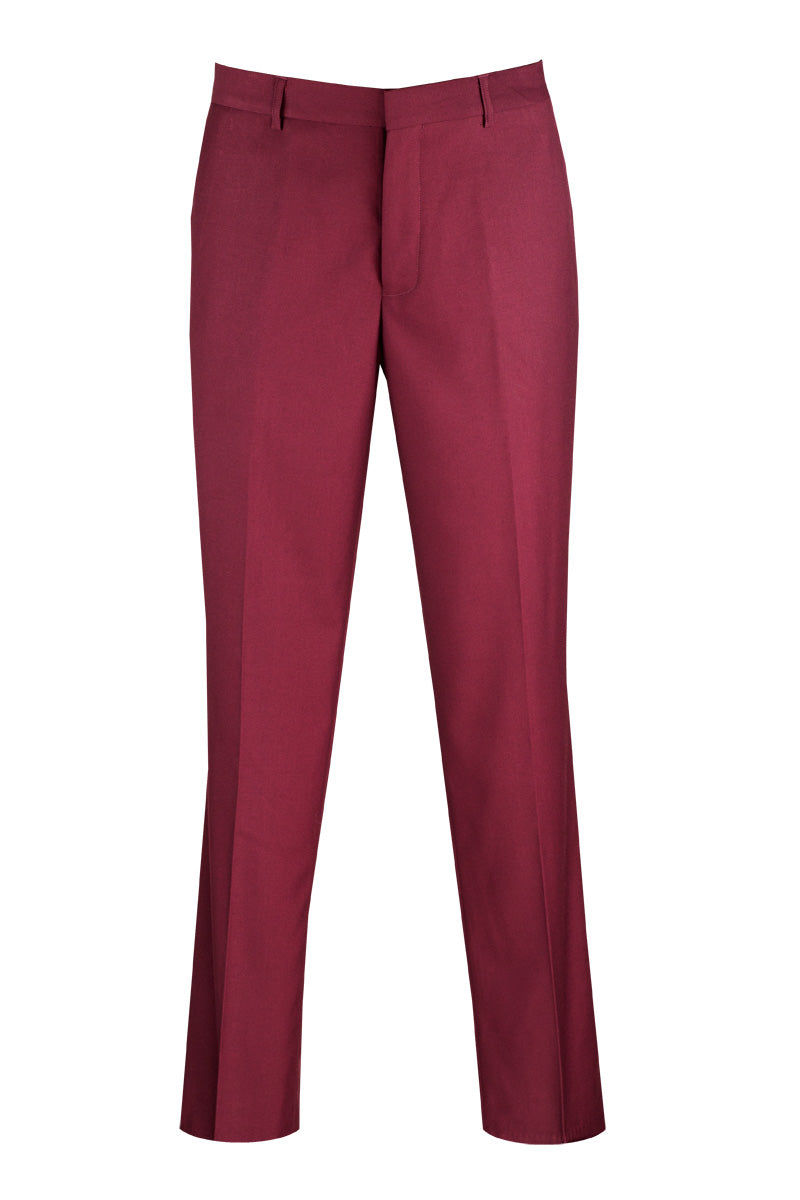 Modern Fit Flat Front Pre-Hemmed Dress Pants (Maroon) OM-TR 34x30 Modern Fit Flat Front Pre-Hemmed Dress Pants (Maroon) OM-TR 34x30