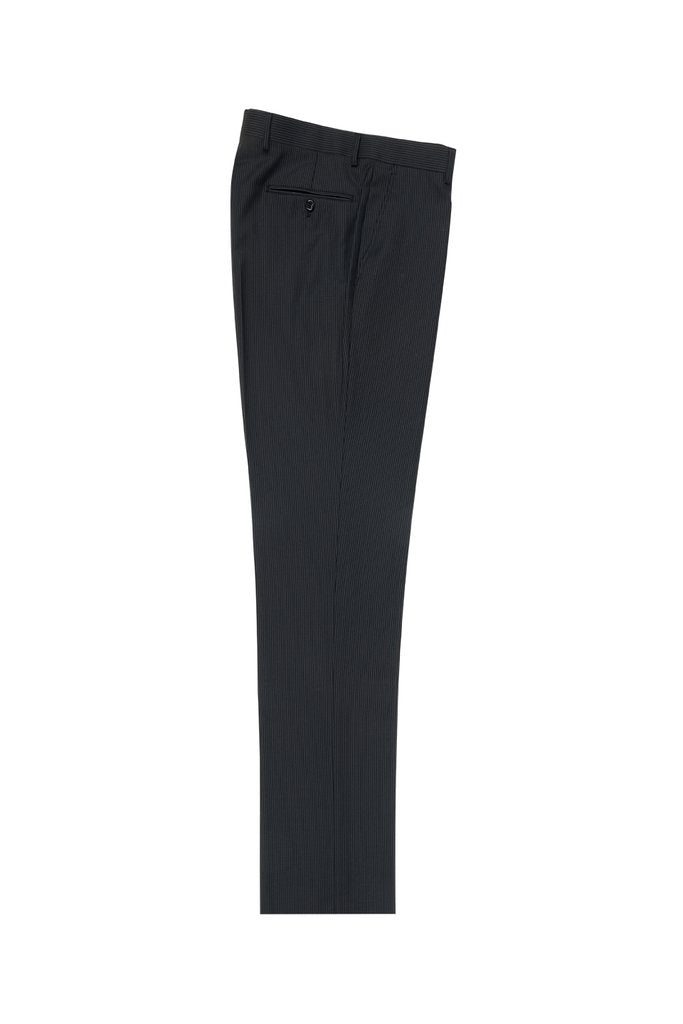 Tiglio Luxe Black Mini Pin-Stripe Flat Front, Pure Wool Modern Fit Dre –  Unique Design Menswear