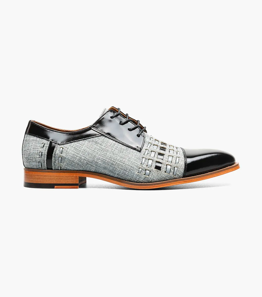 Stacy Adams - Halstead Cap Toe Oxford - Black/Gray - 25765-975 - Unique Design Menswear