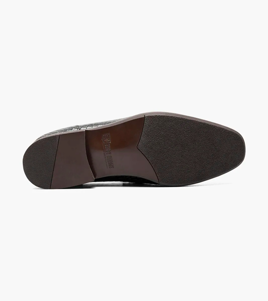 The STACY ADAMS Feronte Moc Toe Bit Slip On (25623-001) features black crocodile print leather with a snakeskin texture and a silver bit detail, shown on a white background.