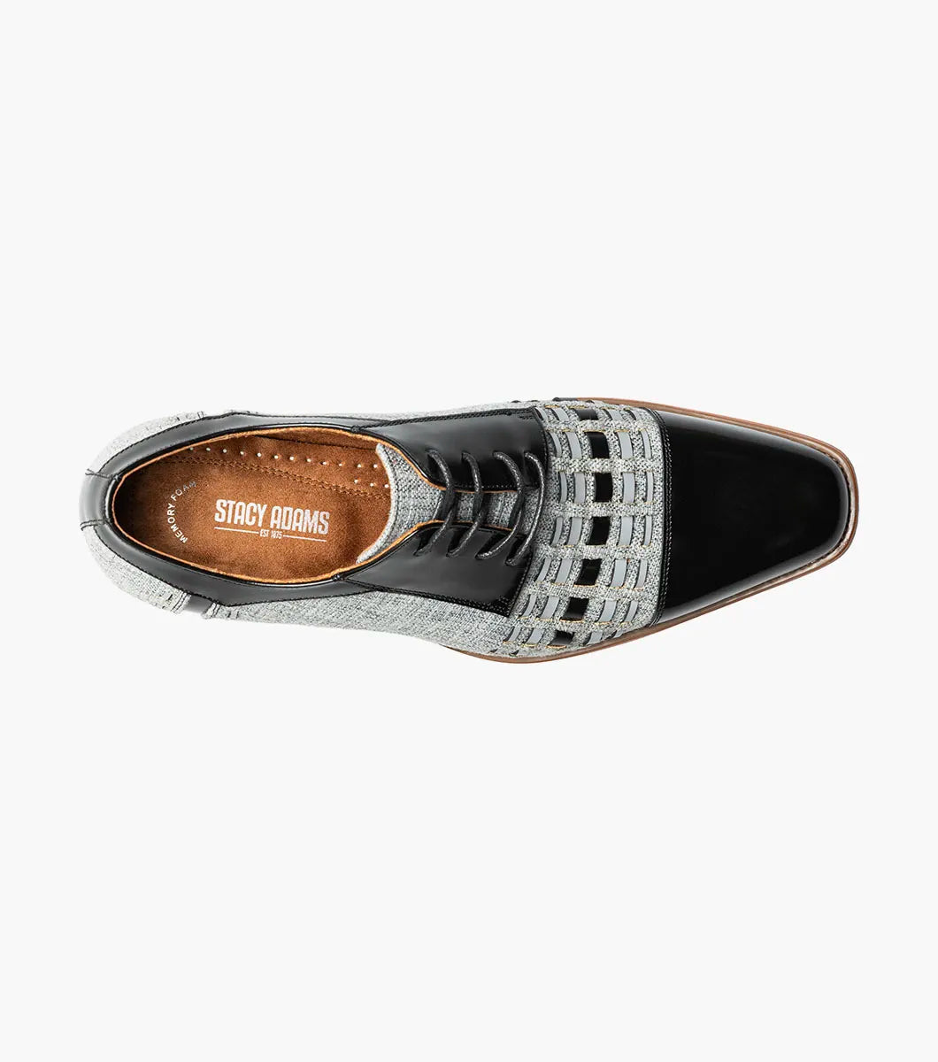 Stacy Adams - Halstead Cap Toe Oxford - Black/Gray - 25765-975 - Unique Design Menswear