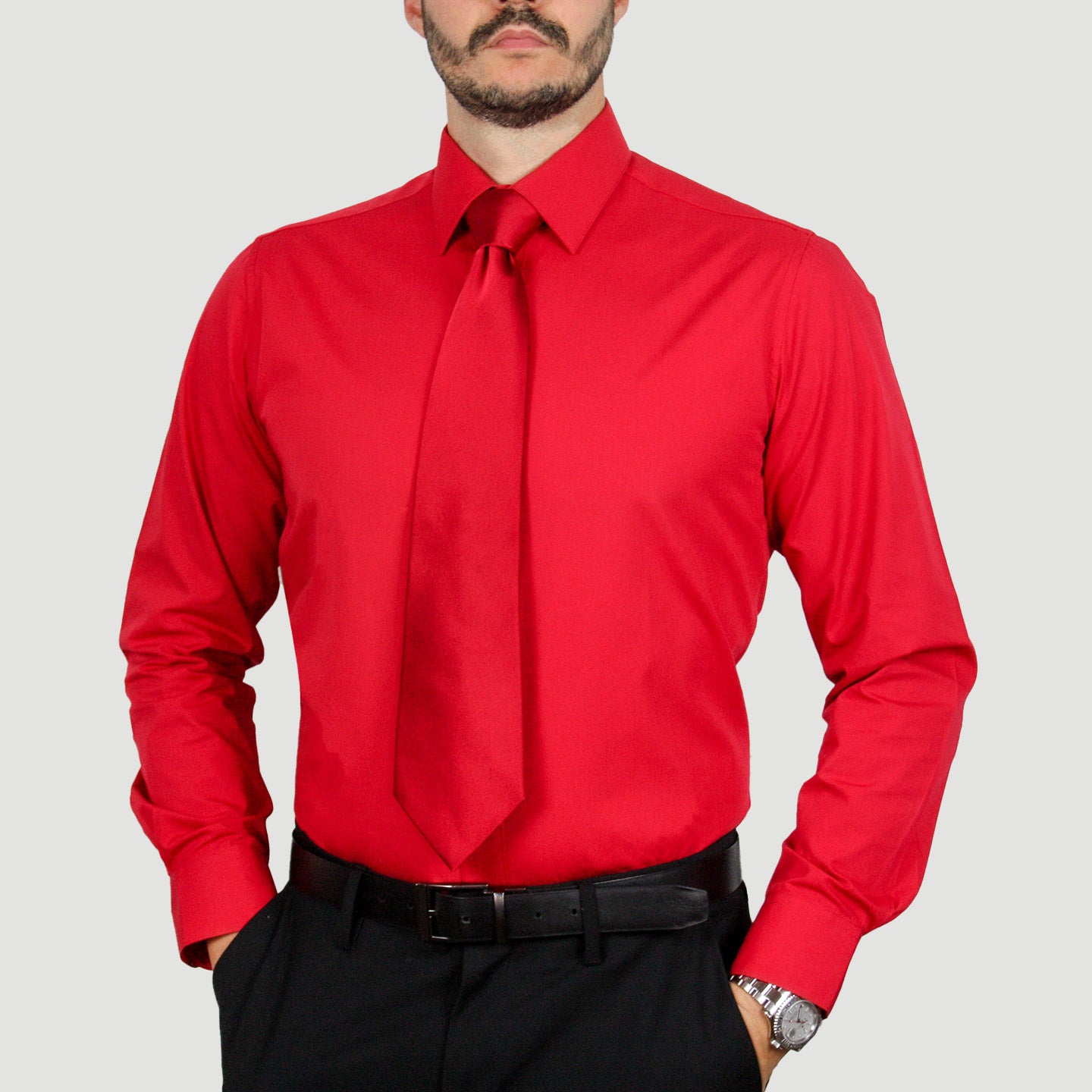 ARTURO Modern Fit Long Sleeve Red Dress Shirt 2XL (18.5) 36/37 (1856)