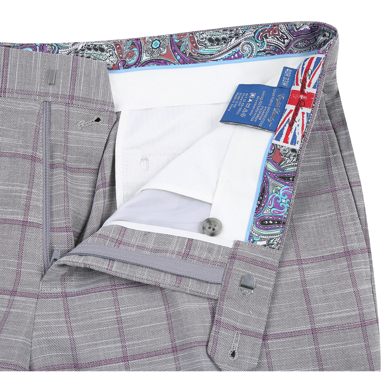 The ENGLISH LAUNDRY White Check Suit 12-60-092EL by English Laundry features a modern slim fit with notch lapels, two buttons, front pockets, and a patterned lining for a sharp, stylish look.