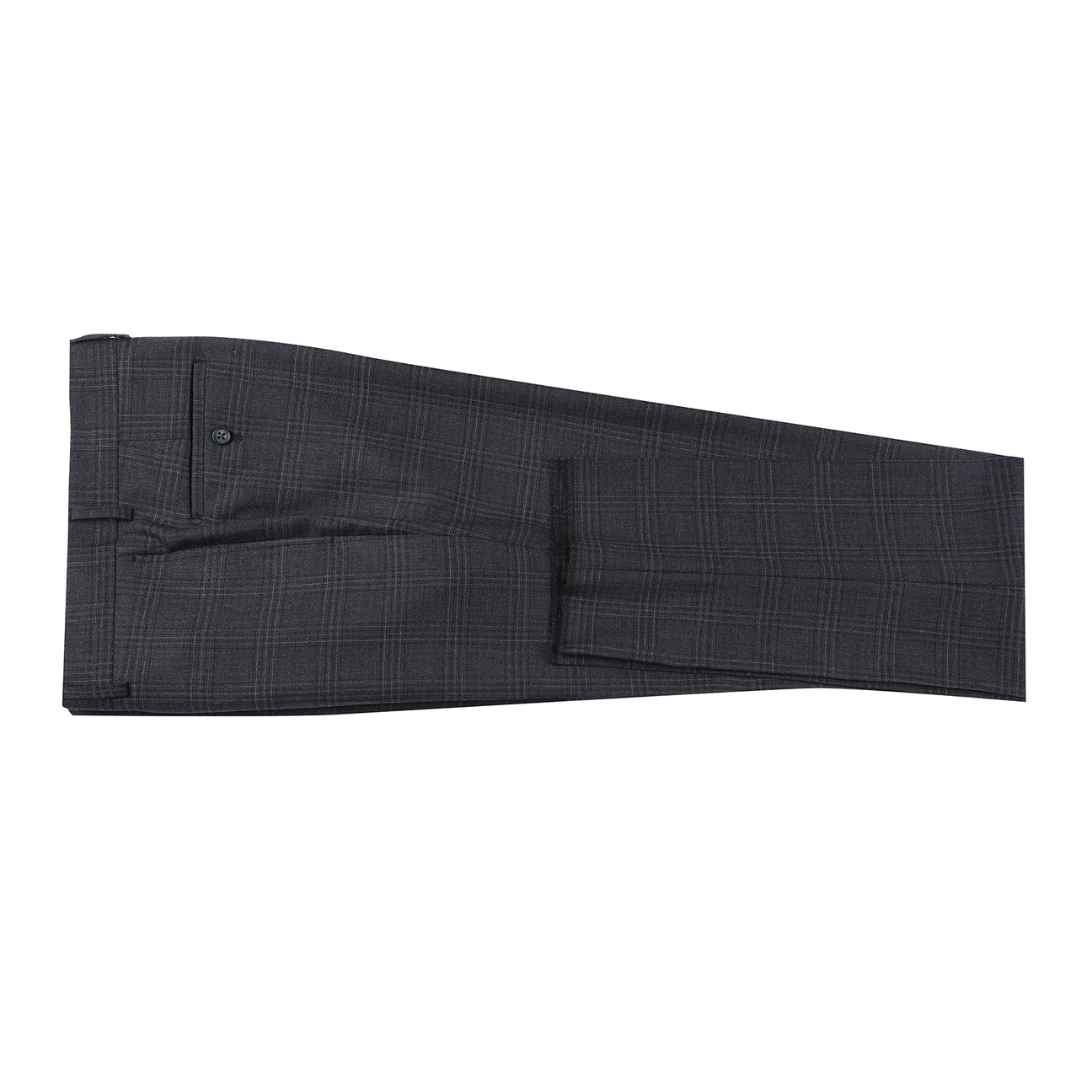 The ENGLISH LAUNDRY Dark Gray Check Suit EL12-58-095 by English Laundry is shown on a mannequin, styled with a white dress shirt and striped tie for a timeless men's suit ensemble.