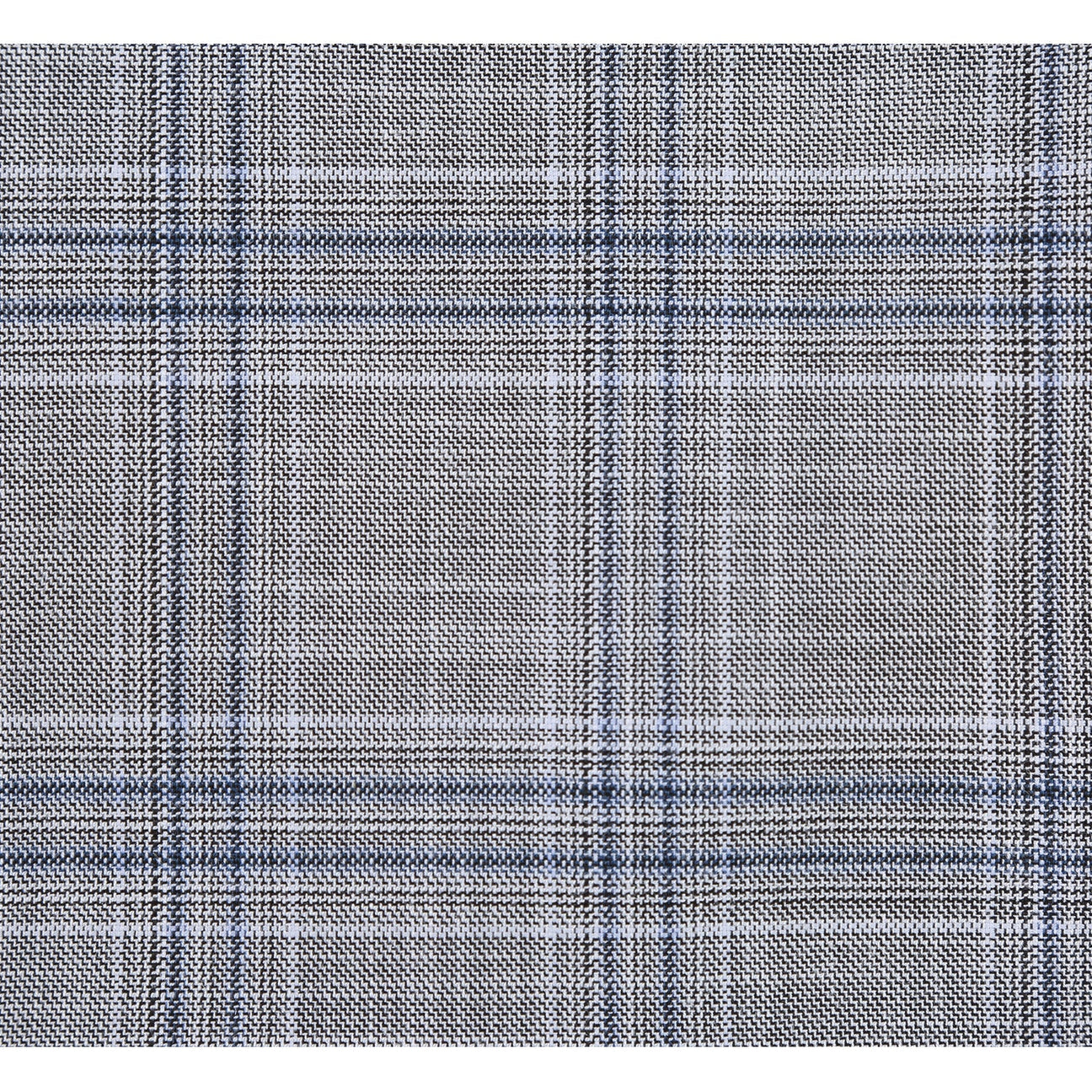 The Alessandro Vitello by Renoir Classic Fit Checked Suit Gray 293-23 is stylishly displayed on a mannequin, paired with a blue tie and white shirt.