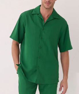 The Inserch 2pc Set features a white short-sleeve microfiber button-up shirt with a spread collar, laid flat on a light background. Brand: Inserch.