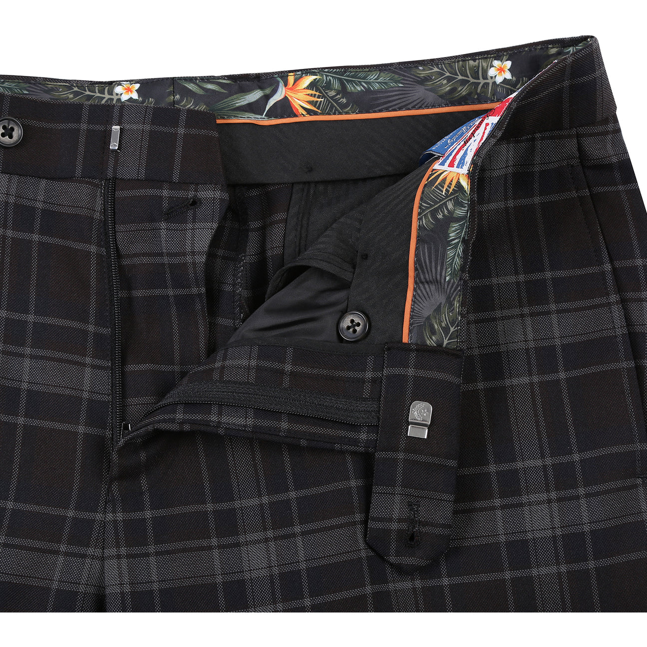 The ENGLISH LAUNDRY Burgundy Check Suit 22-62-555EL by English Laundry is shown on a mannequin, matched with a white dress shirt and a red patterned tie.