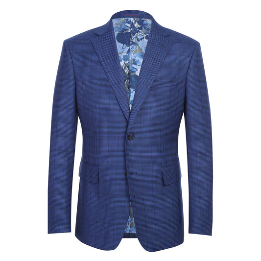 The English Laundry ENGLISH LAUNDRY 2pc Suit Navy 32-26-412EL is a men's slim-fit blazer with a single button, flap pockets, and floral lining.