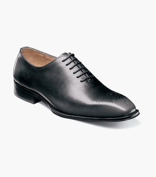 A single Stacy Adams Hallquist Plain Toe Oxford in gray, featuring closed lacing, subtle perforated toe detail, and a Memory Foam insole, displayed on a white background.