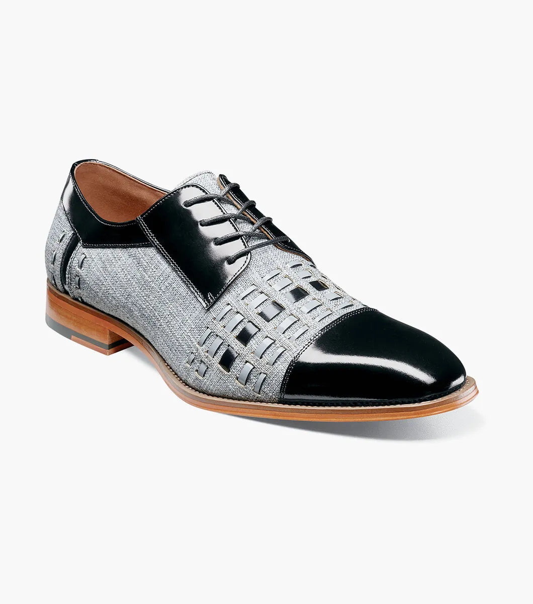 Stacy Adams - Halstead Cap Toe Oxford - Black/Gray - 25765-975 - Unique Design Menswear