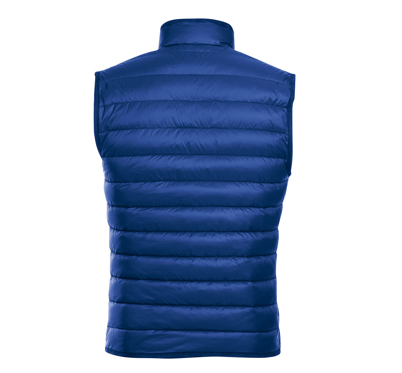 The Alessandro Vitello by Renoir Jonathan Nylon Down Navy Vest 831-9 is a blue, padded sleeveless jacket featuring a high collar and zipper closure, making it ideal for winter days. Designed by Renoir and crafted as a nylon down vest, it offers warmth without the weight.