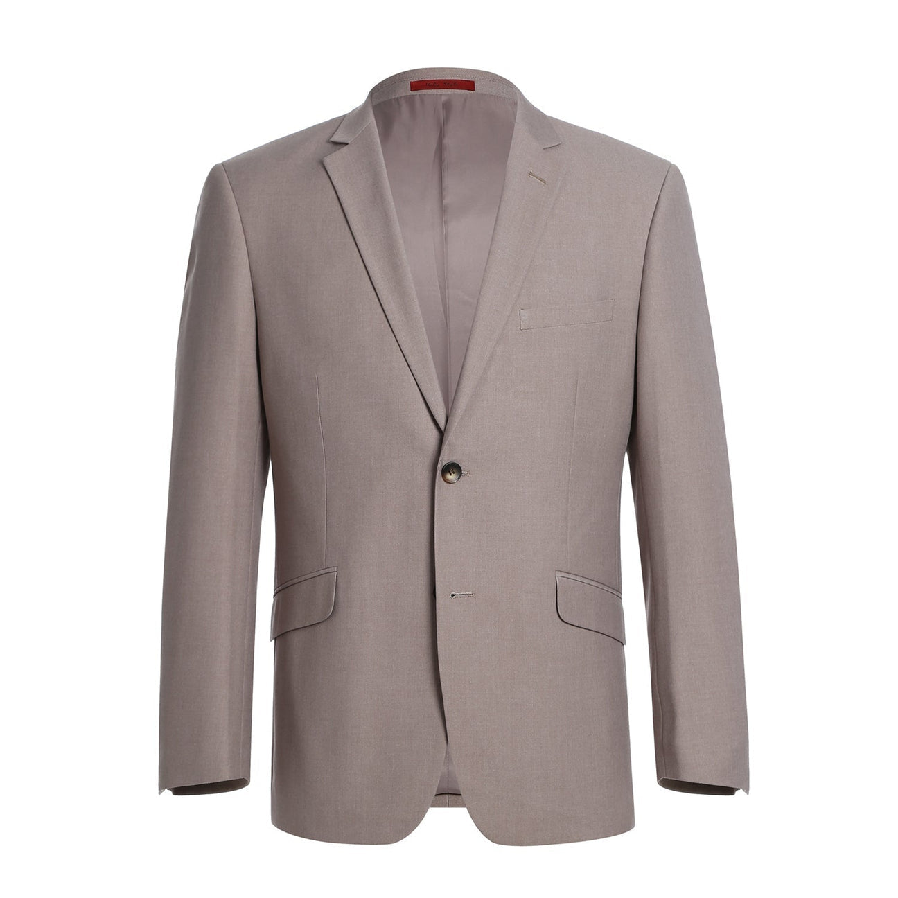 The Alessandro Vitello by Renoir Gray Slim Fit 2-Piece Single Breasted Notch Lapel Suit 201-103, perfect for special occasions, showcases a single button closure over a crisp white dress shirt and a subtly patterned black tie, elegantly displayed on a mannequin.