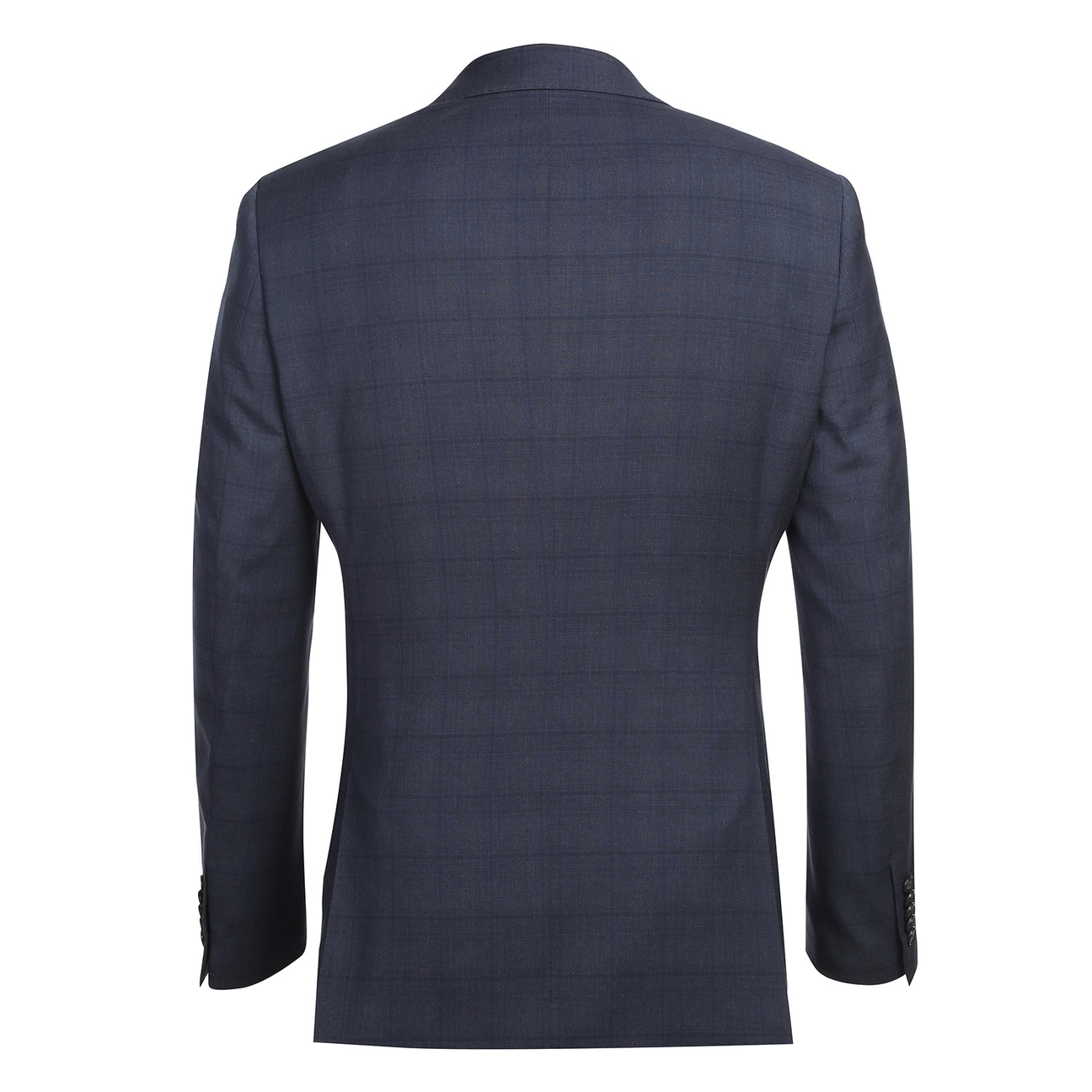 The ENGLISH LAUNDRY Grey Blue Check Suit 12-52-095EL by English Laundry is styled over a white dress shirt and a patterned blue tie, displayed on a headless mannequin.