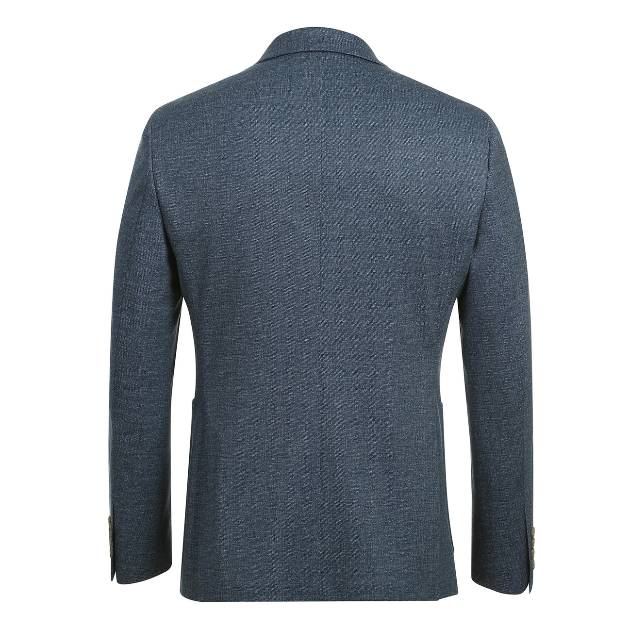 The Pellagio Navy Men's Half Canvas Blazer PS24-3 by Pellagio is a slim fit suit jacket featuring a floral lining, matching tie, and pocket square. It's crafted from 86% polyester, 9% rayon, and 5% spandex, with a buttoned front, notched lapel, single-breasted design, and blue interior accents.