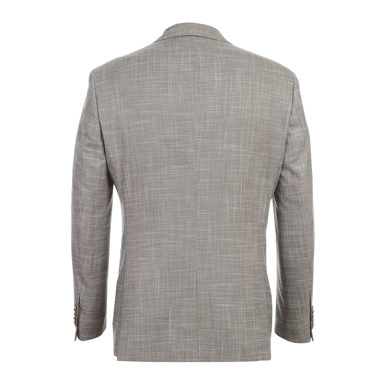 The ENGLISH LAUNDRY Brown Check Suit 22-18-652EL by English Laundry is a slim fit blazer with notch lapels, two-button closure, and patch pockets, shown over a white dress shirt and blue striped tie on a mannequin.