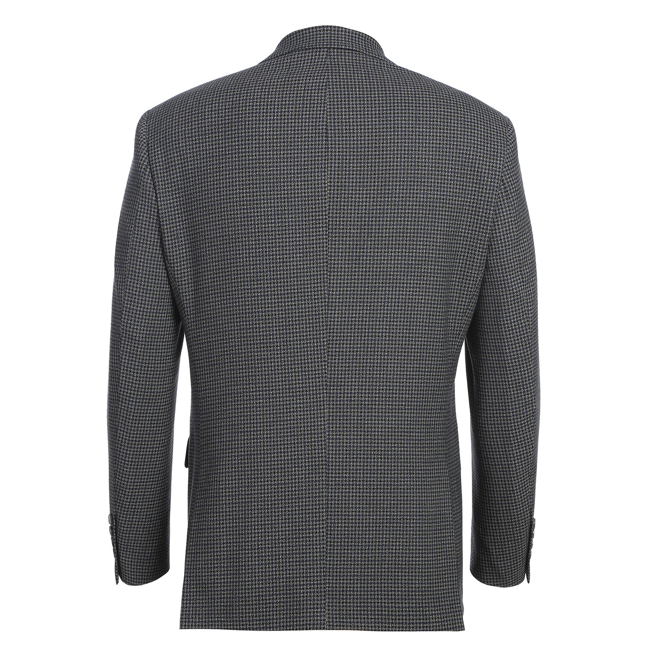 The Alessandro Vitello by Renoir New Slim Fit Brown Blue Blazer 294-38, featuring a modern design, is displayed on a mannequin over a white dress shirt and striped tie.