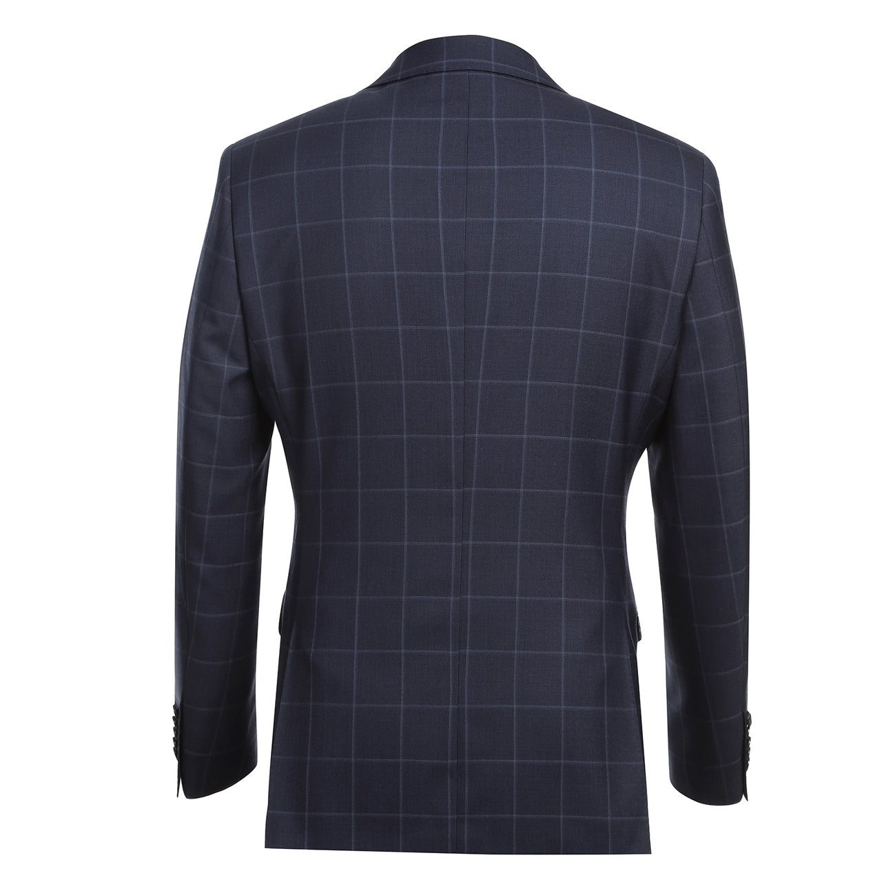 The ENGLISH LAUNDRY Blue Wool Suit EL92-52-410 by English Laundry, featuring notch lapels and a sharp slim fit, is styled on a mannequin with a white shirt and burgundy dotted tie.
