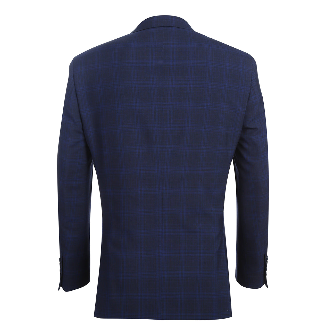 The Alessandro Vitello ALESSANDRO VITELLO New Slim Fit Wool Blue Suit 566-7 is shown on a headless mannequin with a white dress shirt and red patterned tie.