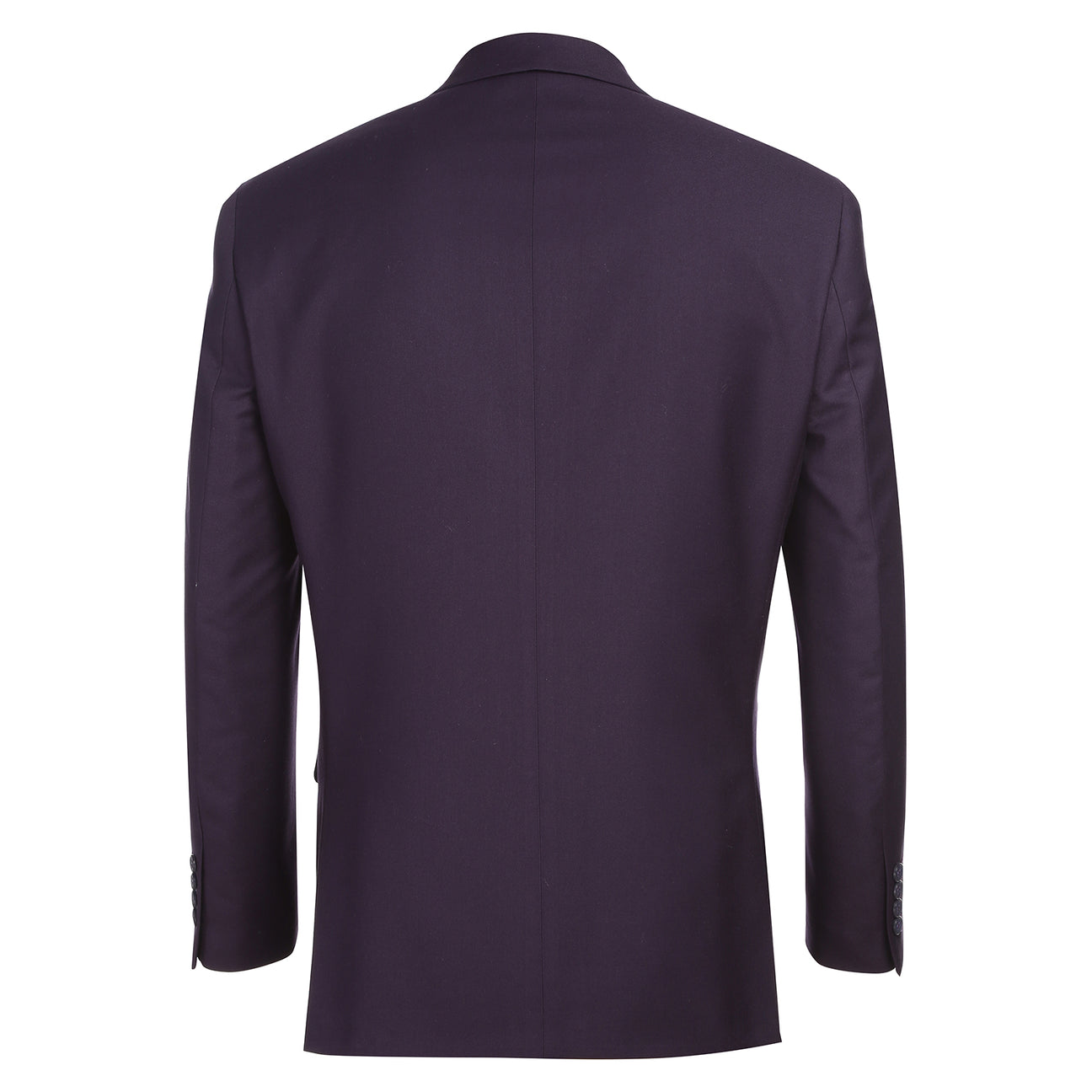 The Alessandro Vitello by Renoir 2-piece purple slim fit suit (201-14) features a single-breasted notch lapel, shown on a mannequin with a white shirt and striped tie.