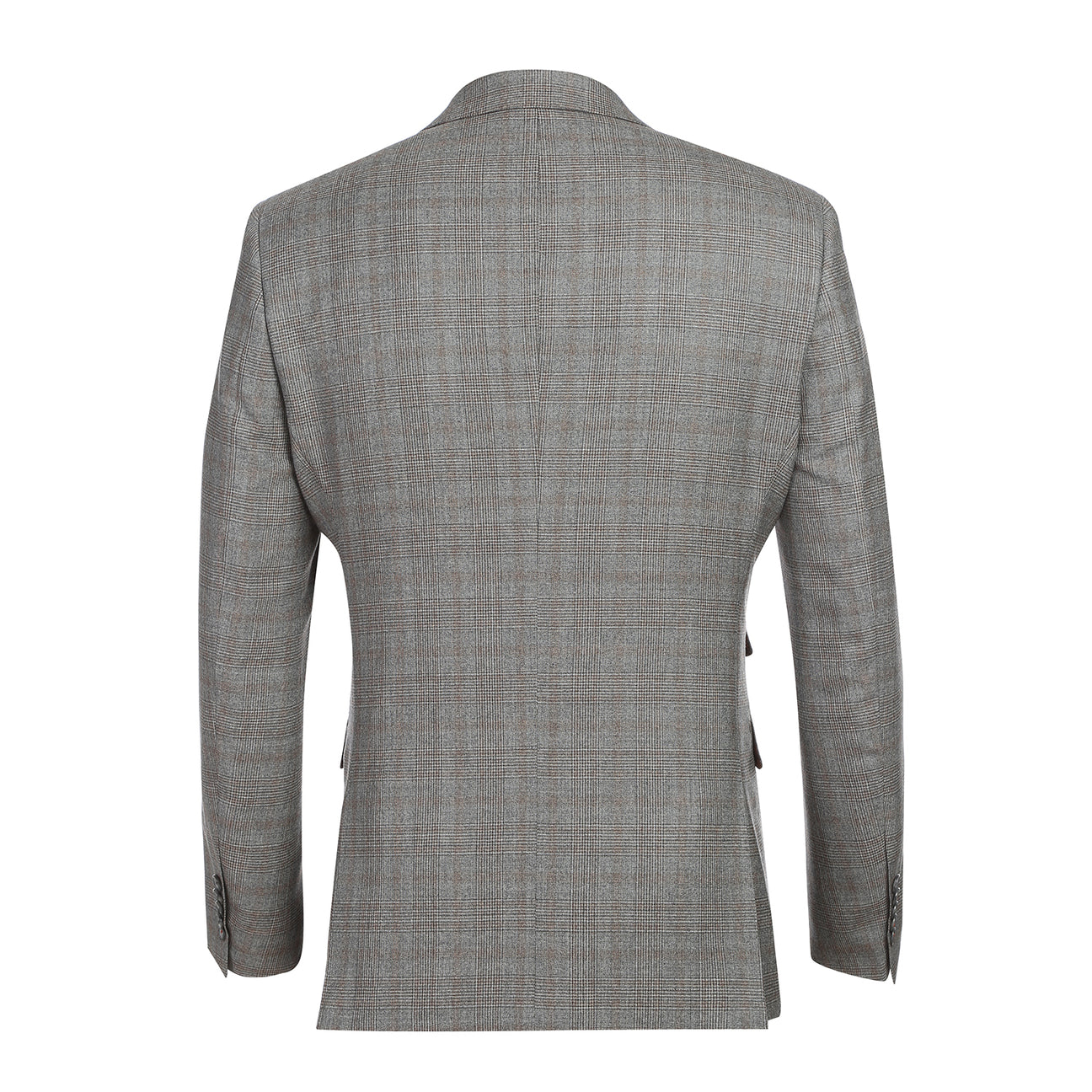 The ENGLISH LAUNDRY Double-breasted Gray Check Suit EL12-60-093 by English Laundry is showcased on a mannequin, styled with a white dress shirt and a red tie.