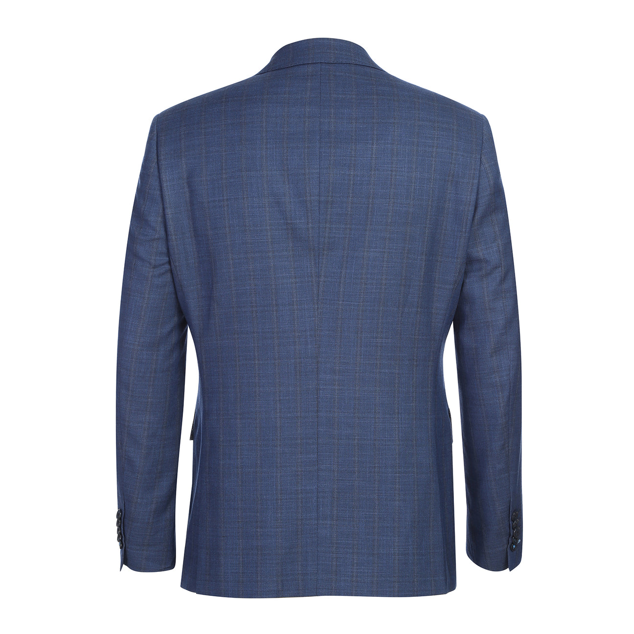 The ENGLISH LAUNDRY Blue Check Suit 22-52-402EL by English Laundry features a slim fit jacket with notch lapels and two-button closure, shown with a white dress shirt and red patterned tie on a mannequin.