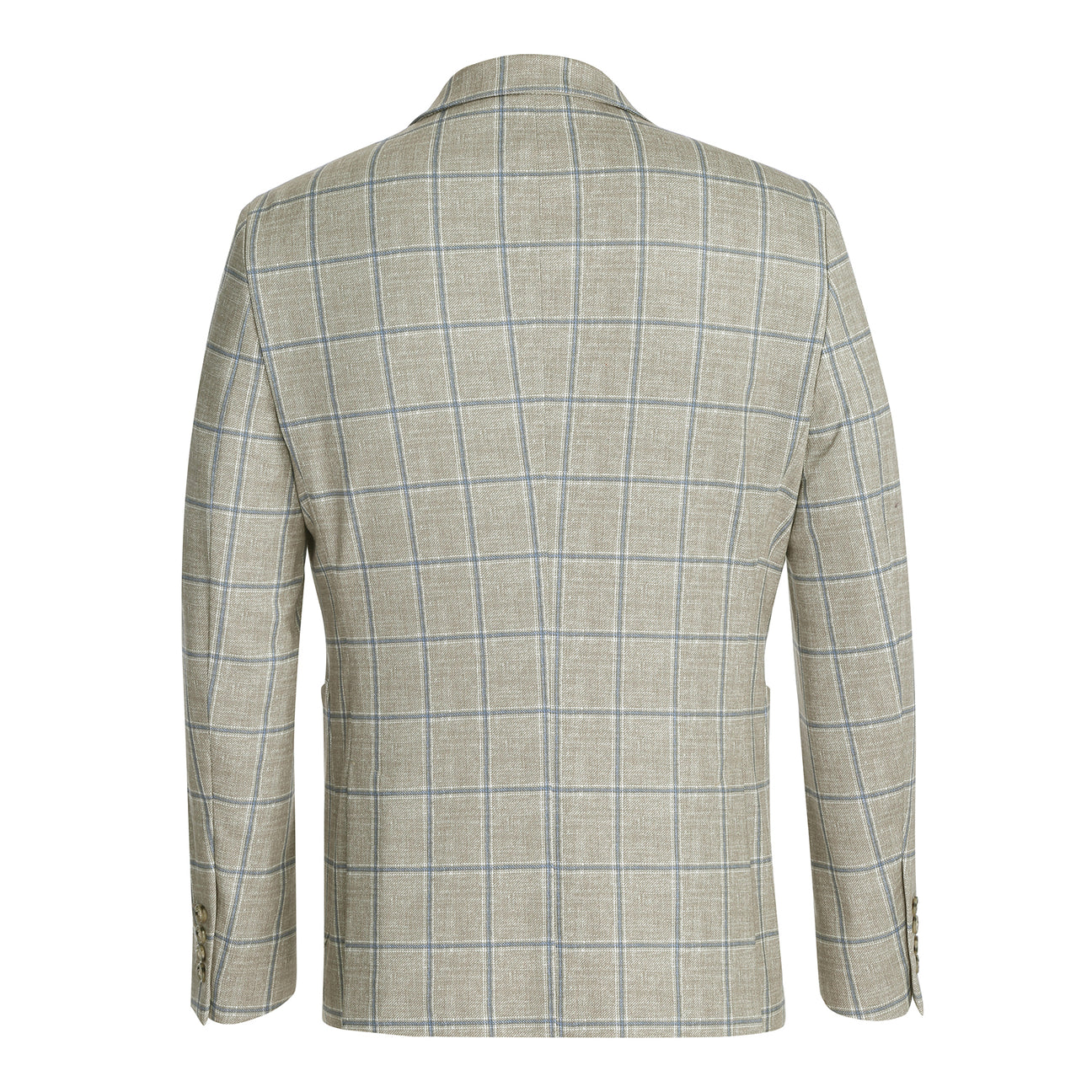 The Pellagio Green Men's Slim Fit Riserva Jacket PS26-5 by Pellagio is displayed on a mannequin with a white dress shirt, dark patterned tie, and pocket square.