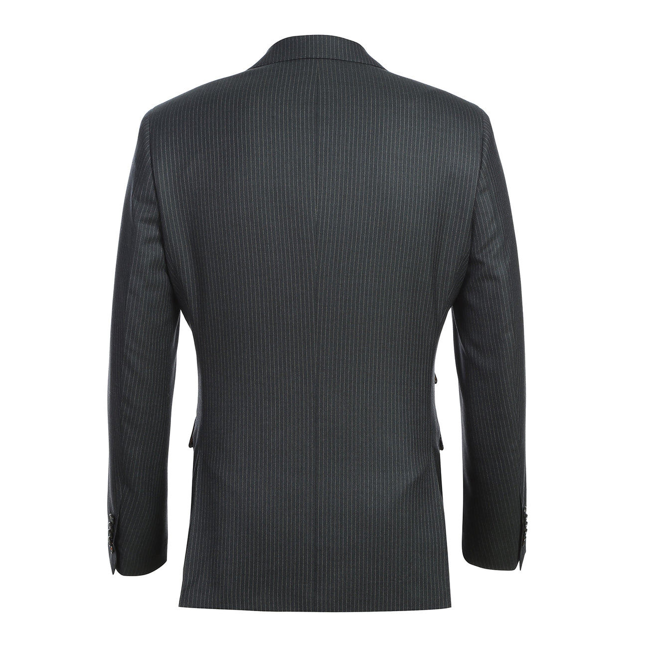 The ENGLISH LAUNDRY Black Stripe Suit EL12-33-341 by English Laundry is shown on a headless mannequin, styled with a white dress shirt and striped tie against a plain background.
