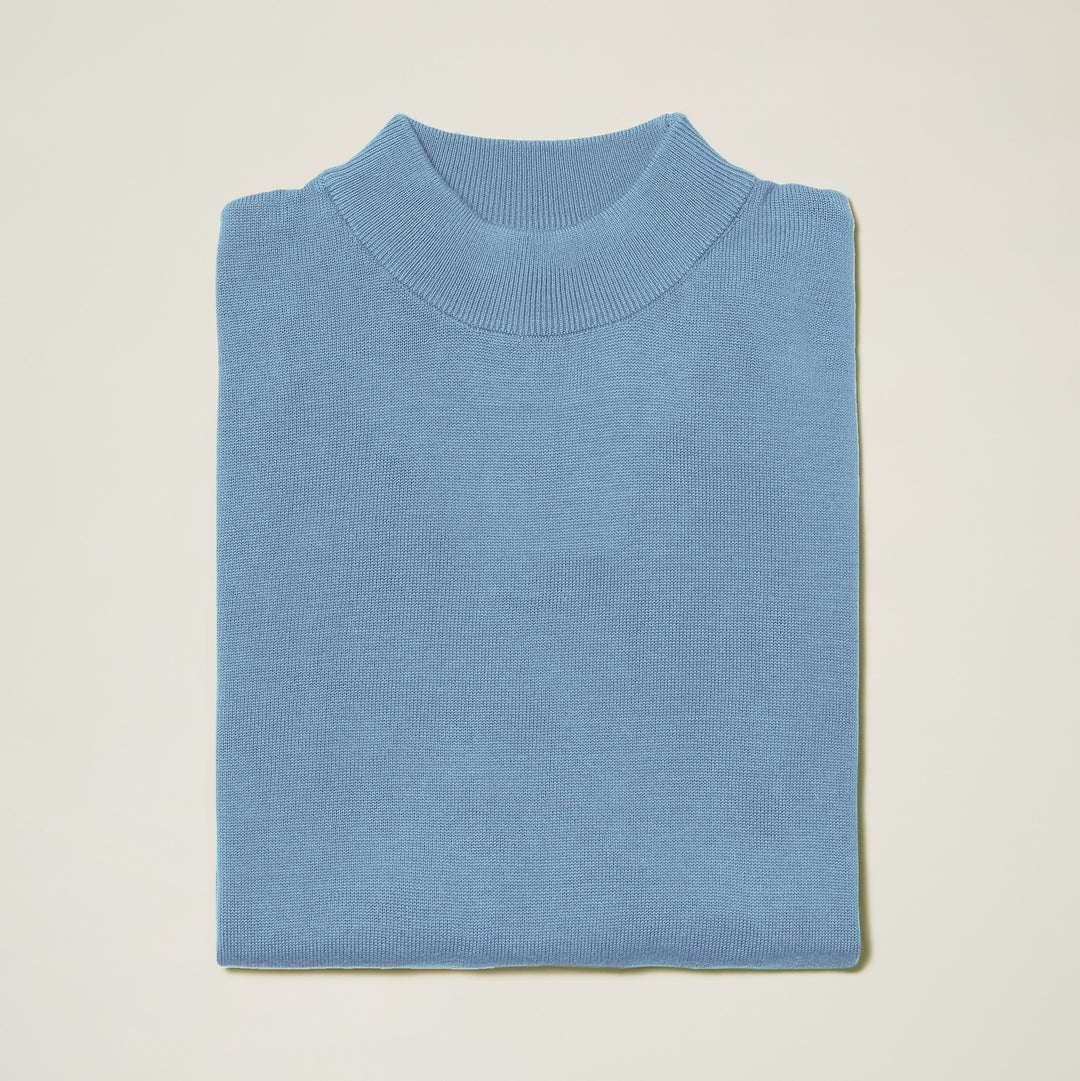 A close-up of the Inserch Cotton Blend Mock Neck Sweaters 4308 in beige, capturing the cozy essence of this perfect fall cotton blend.