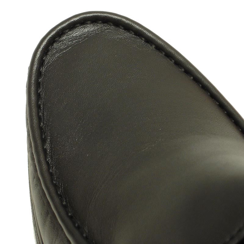 The Pinoso's P-4746-628 Black Slip on Loafer, made in Spain, features handcrafted Nappa leather with rounded toes and visible stitching, shown against a white background.