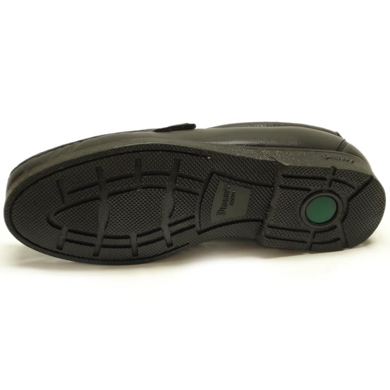 The Pinoso's P-4746-628 Black Slip on Loafer, made in Spain, features handcrafted Nappa leather with rounded toes and visible stitching, shown against a white background.