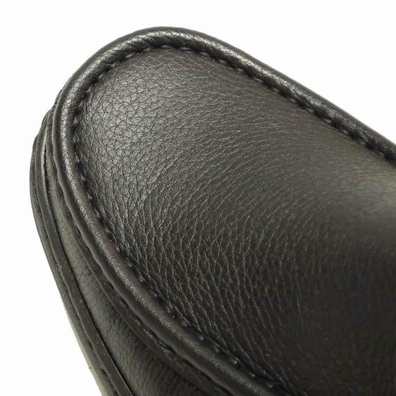 A pair of Pinoso's P-5202 Paco Black Slip on Loafer men's shoes, made in Spain, featuring textured black Nappa leather uppers and rounded toes, displayed side by side on a white background.