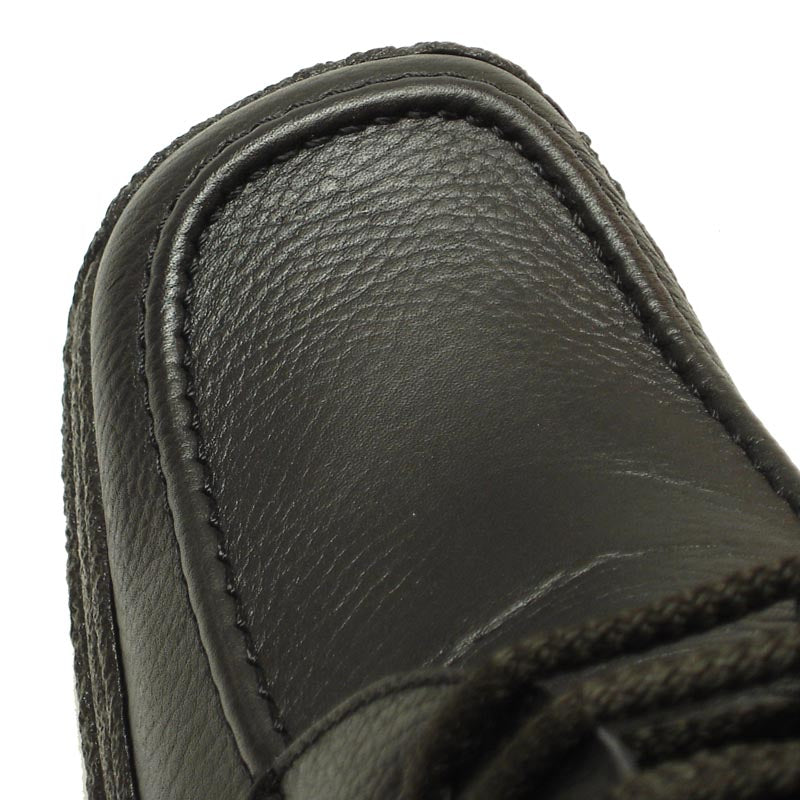 A pair of Pinoso’s P-5455 Javier Black Leather Lace Up Shoes, handmade in Spain with comfort features and textured rubber soles, shown on a white background.
