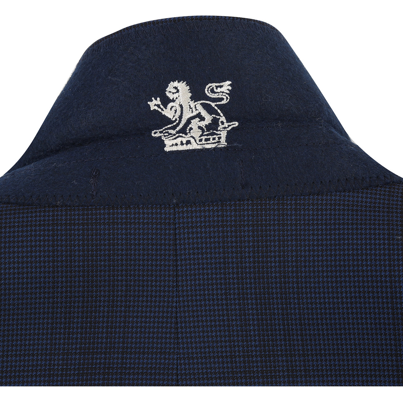 The ENGLISH LAUNDRY Grey Check Suit 12-18-001EL by English Laundry, styled with a white dress shirt and a maroon dotted tie, is displayed on a featureless mannequin.