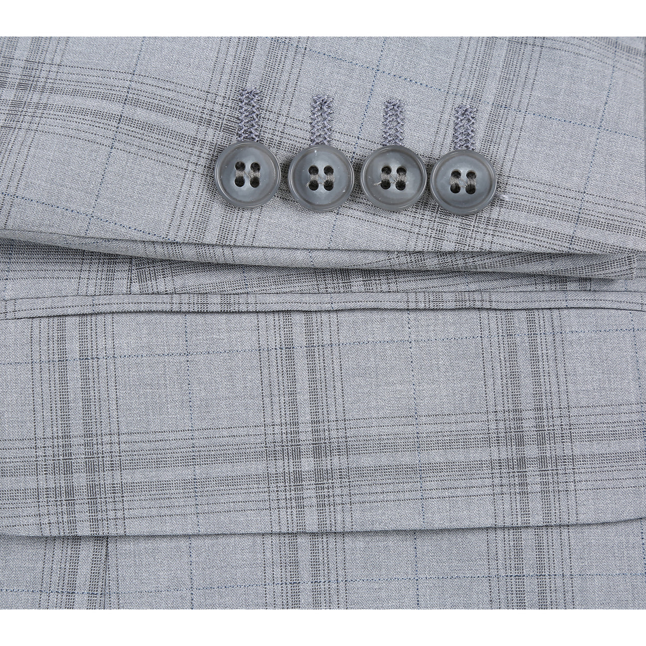 The Alessandro Vitello by Renoir Light Gray Classic Fit Suit (293-33), featuring a men's two-button jacket with notch lapels, is styled with a white dress shirt and patterned orange tie on a mannequin.