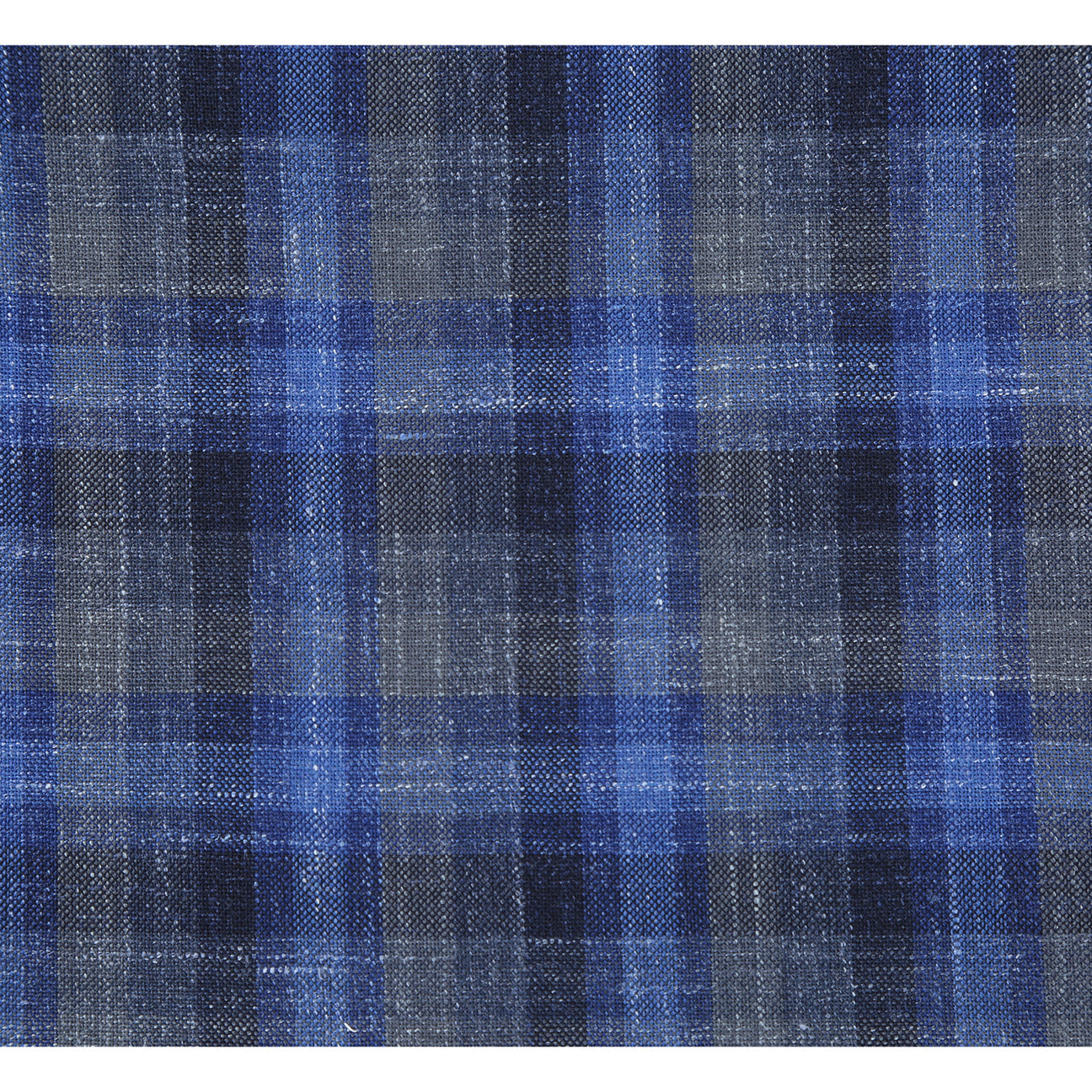 The Alessandro Vitello by Renoir Slim Fit Wool Blend Checked Blazer Blue 563-1 is displayed on a mannequin, highlighting its plaid pattern and notch lapel. Styled with a white shirt and dotted tie, it elegantly showcases the blazer’s slim fit design.