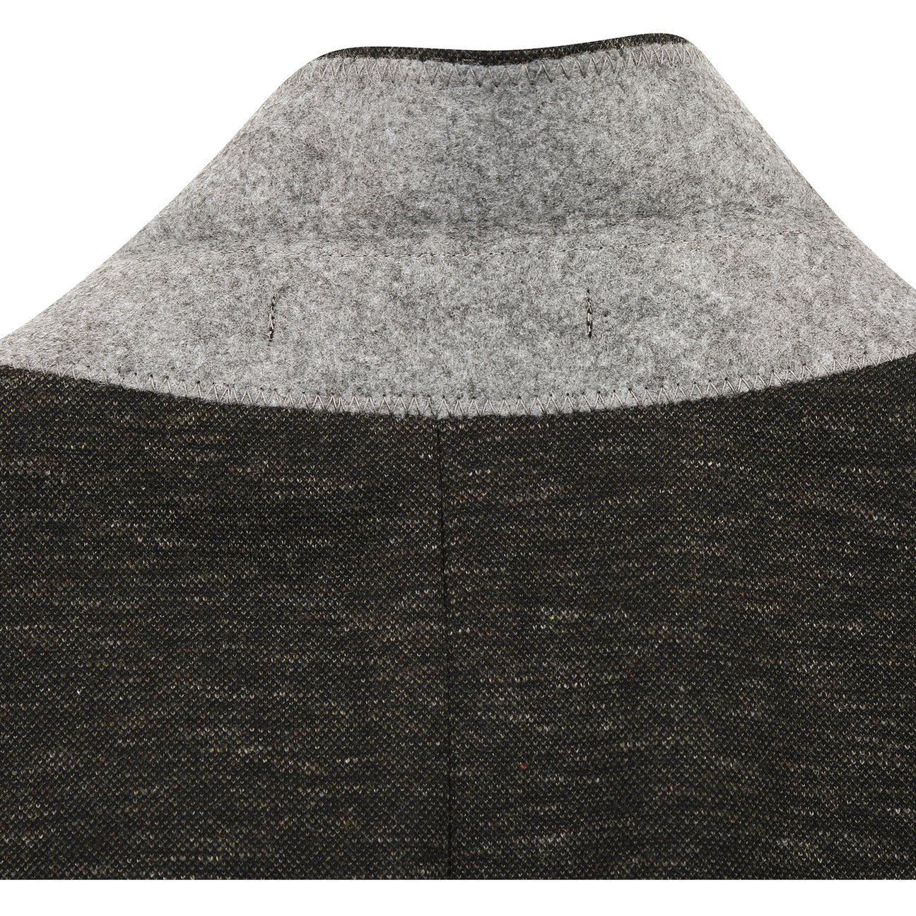 Displayed on a mannequin, the Pellagio Dark Brown Men's Half Canvas Blazer PF24-3 features a classic notched lapel and is paired with a striped tie, white shirt, and patterned pocket square.