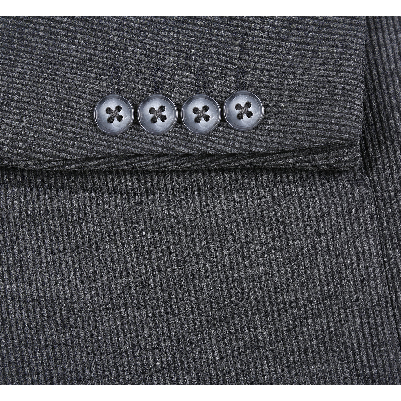 The Pellagio Men's Slim Fit Riserva Jacket Charcoal PF25-12 features a notched lapel, patch pockets, and chest pocket square, styled over a grey hoodie with a removable hood on a white mannequin torso.