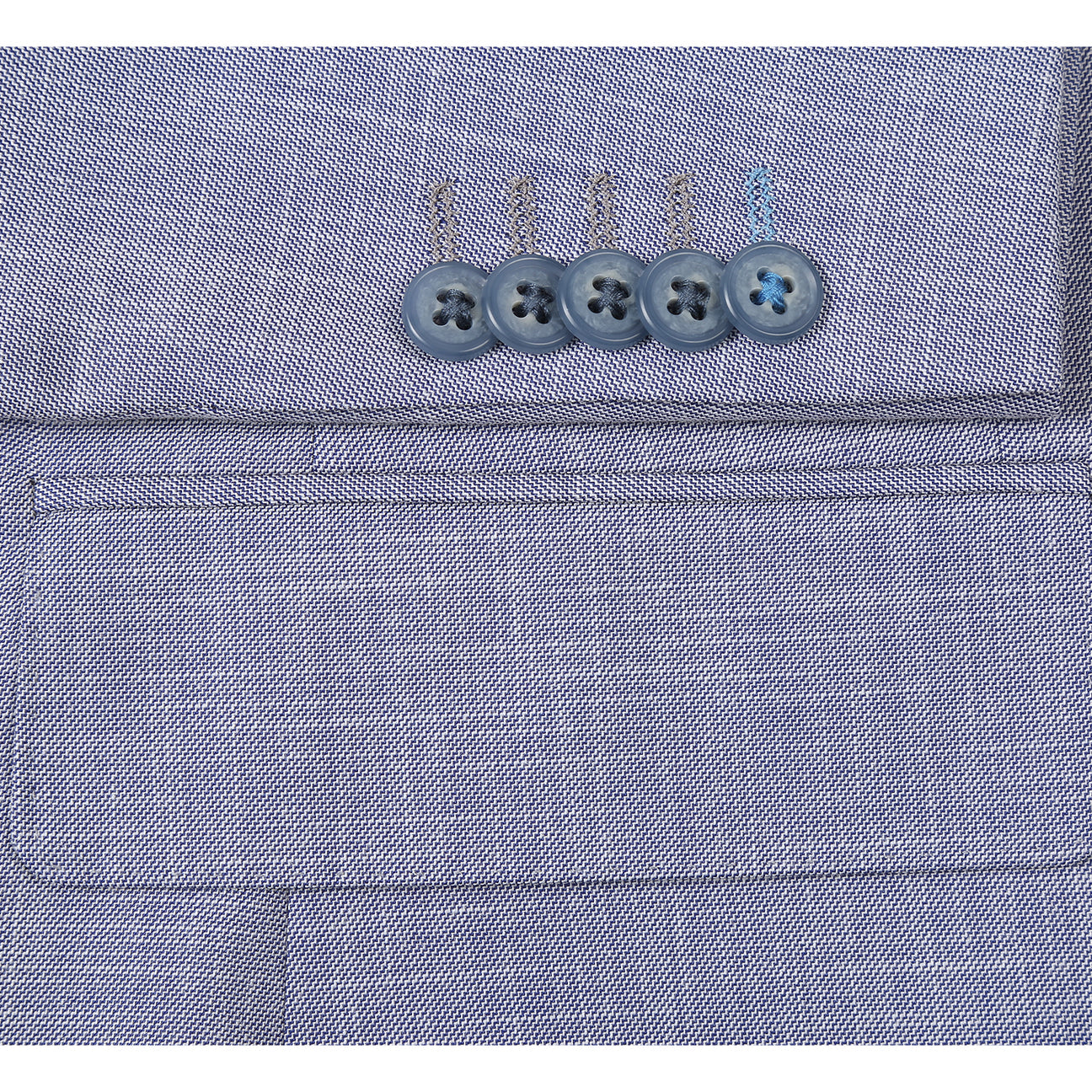 The ENGLISH LAUNDRY Light Gray Suit 32-02-002EL by English Laundry features notched lapels, two front flap pockets, a single button closure, and a blue and white floral patterned inner lining.