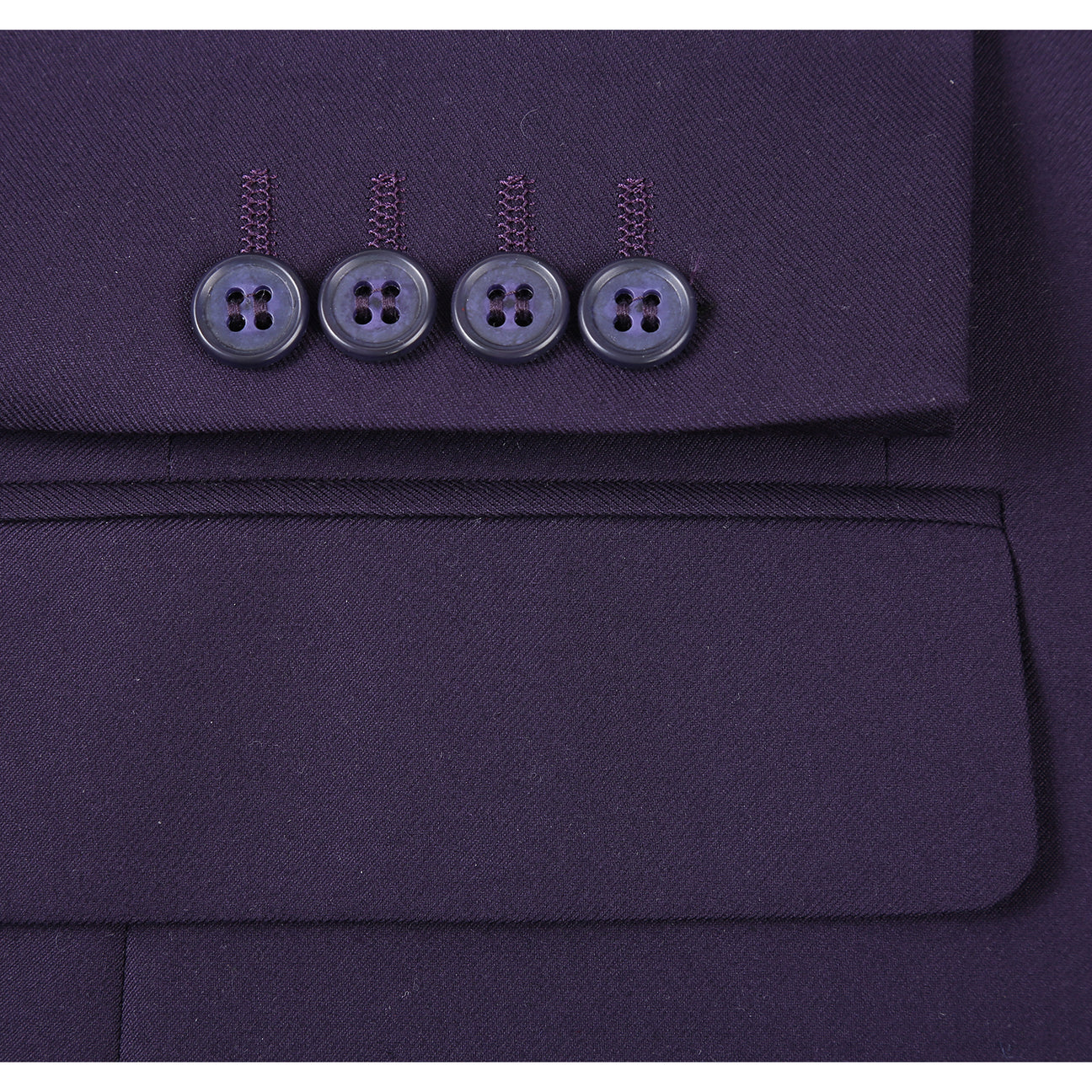 The Alessandro Vitello by Renoir 2-piece purple slim fit suit (201-14) features a single-breasted notch lapel, shown on a mannequin with a white shirt and striped tie.