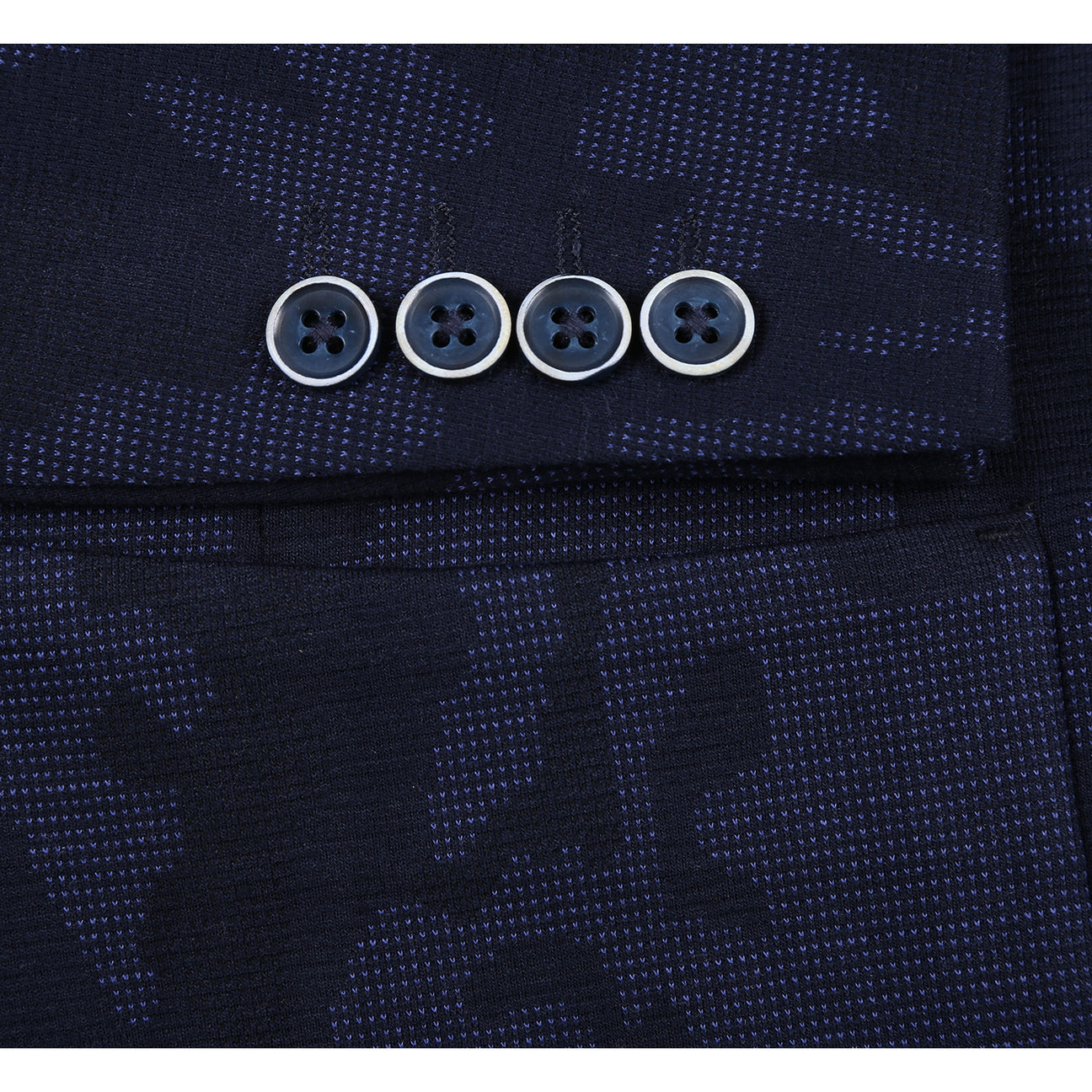 The Pellagio Men's Slim Fit Riserva Jacket Navy PF25-15 is a single-breasted blazer displayed on a mannequin, showcasing the classic Pellagio style.