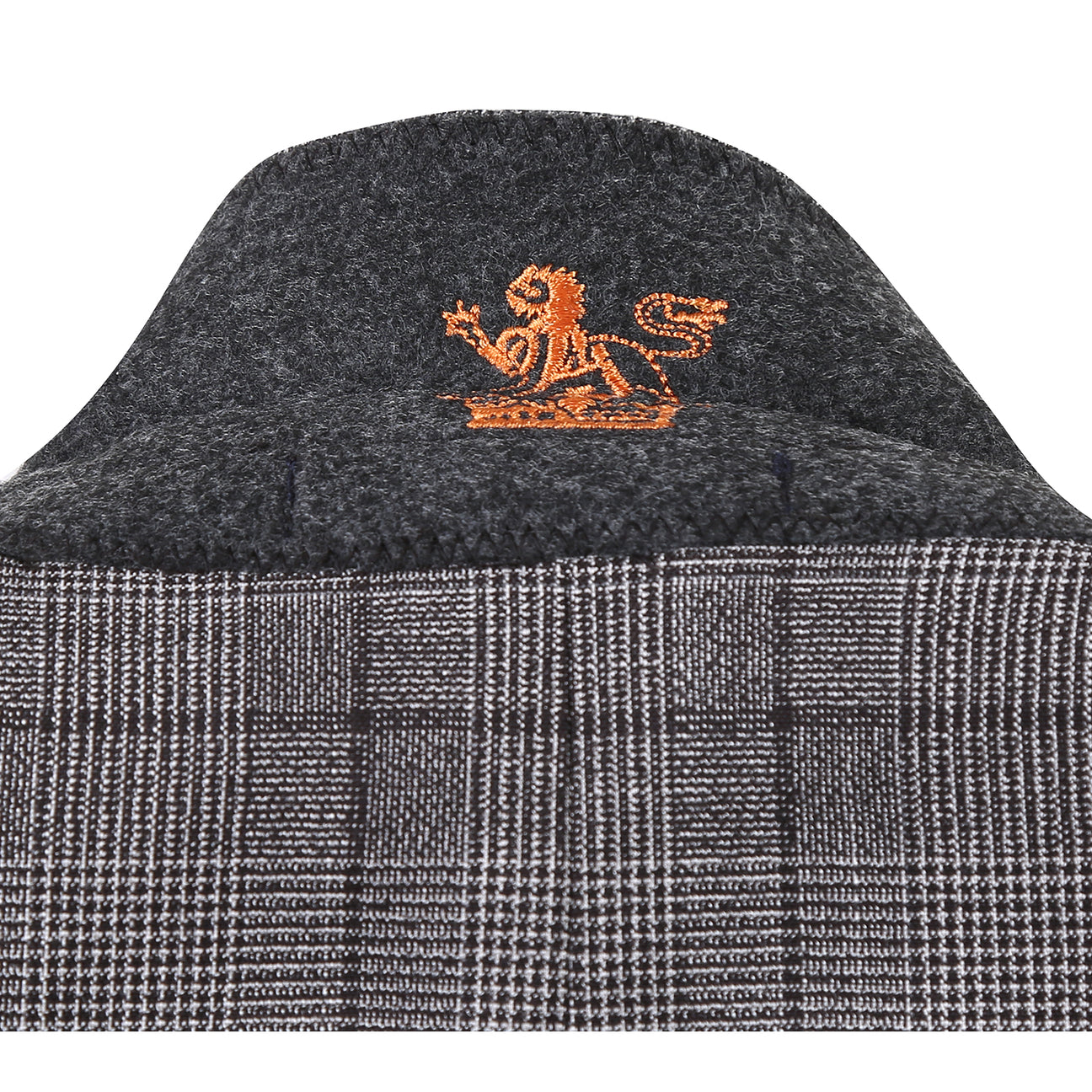 The ENGLISH LAUNDRY Gray Check Suit 22-60-002EL by English Laundry is displayed on a mannequin with a two-button closure, paired with a white dress shirt and a subtly patterned blue tie.