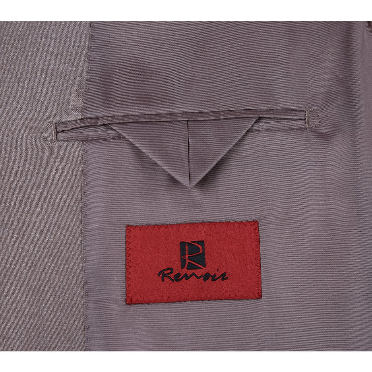 The Alessandro Vitello by Renoir Gray Slim Fit 2-Piece Single Breasted Notch Lapel Suit 201-103, perfect for special occasions, showcases a single button closure over a crisp white dress shirt and a subtly patterned black tie, elegantly displayed on a mannequin.