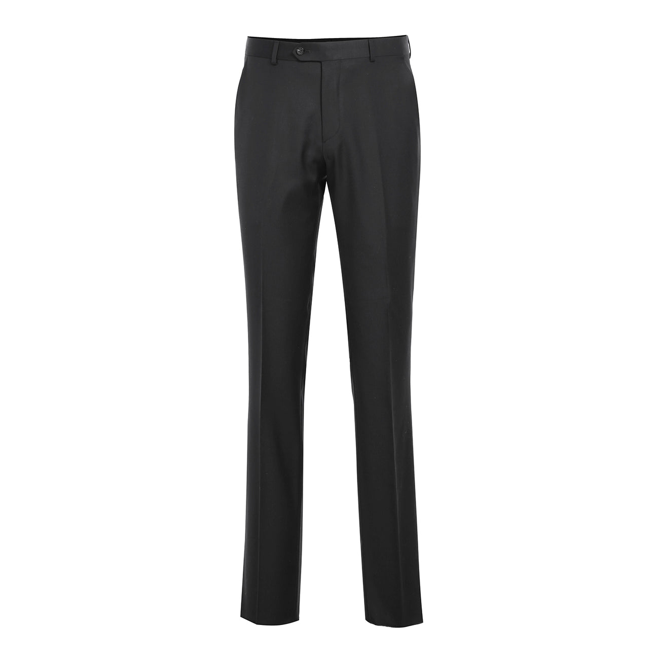 The Alessandro Vitello by Renoir Double-Breasted Peak Lapel Slim Fit Black Suit 201-1 is showcased with a white dress shirt and patterned bow tie—a sophisticated Renoir two-piece ideal for formal events.