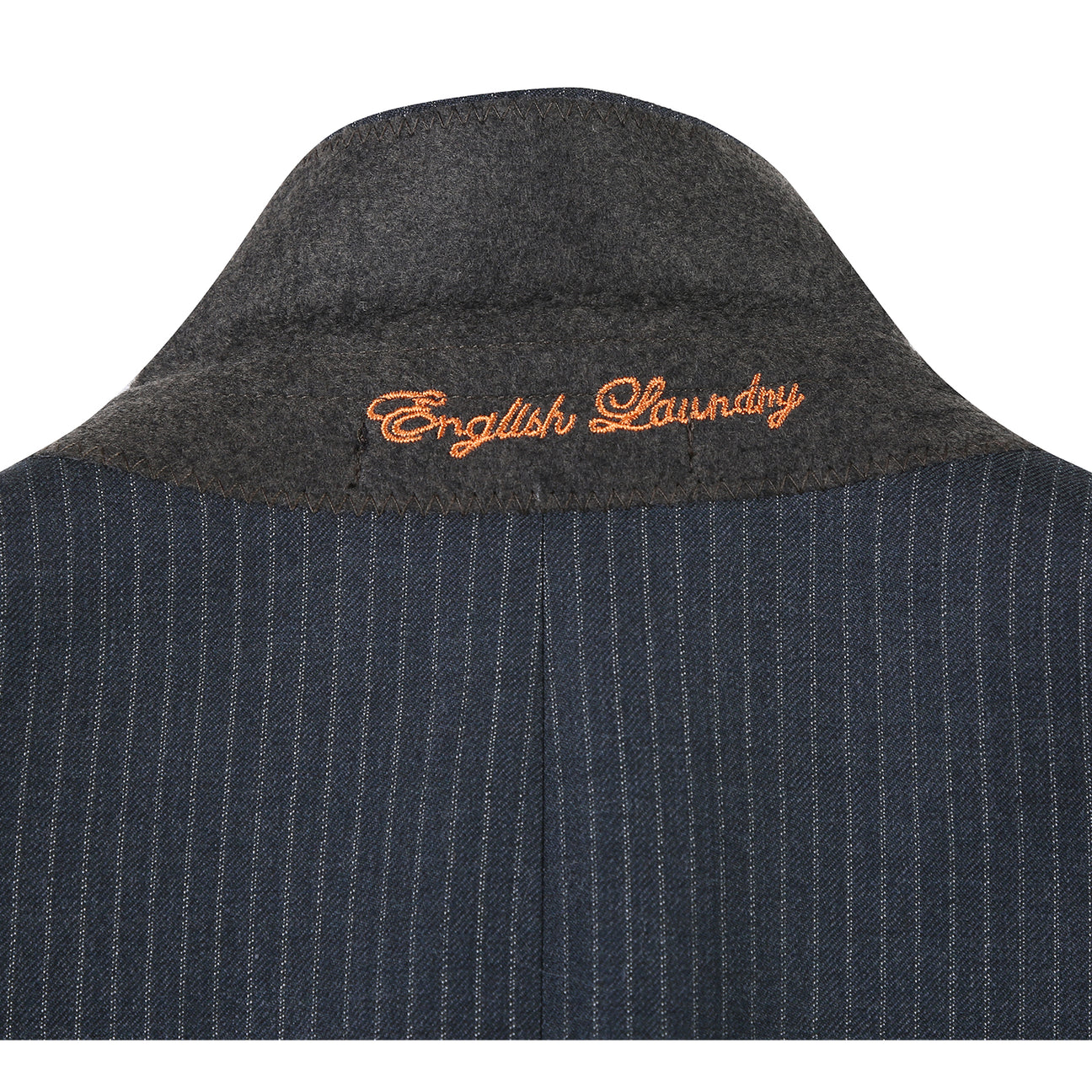 The ENGLISH LAUNDRY Black Stripe Suit EL12-33-341 by English Laundry is shown on a headless mannequin, styled with a white dress shirt and striped tie against a plain background.