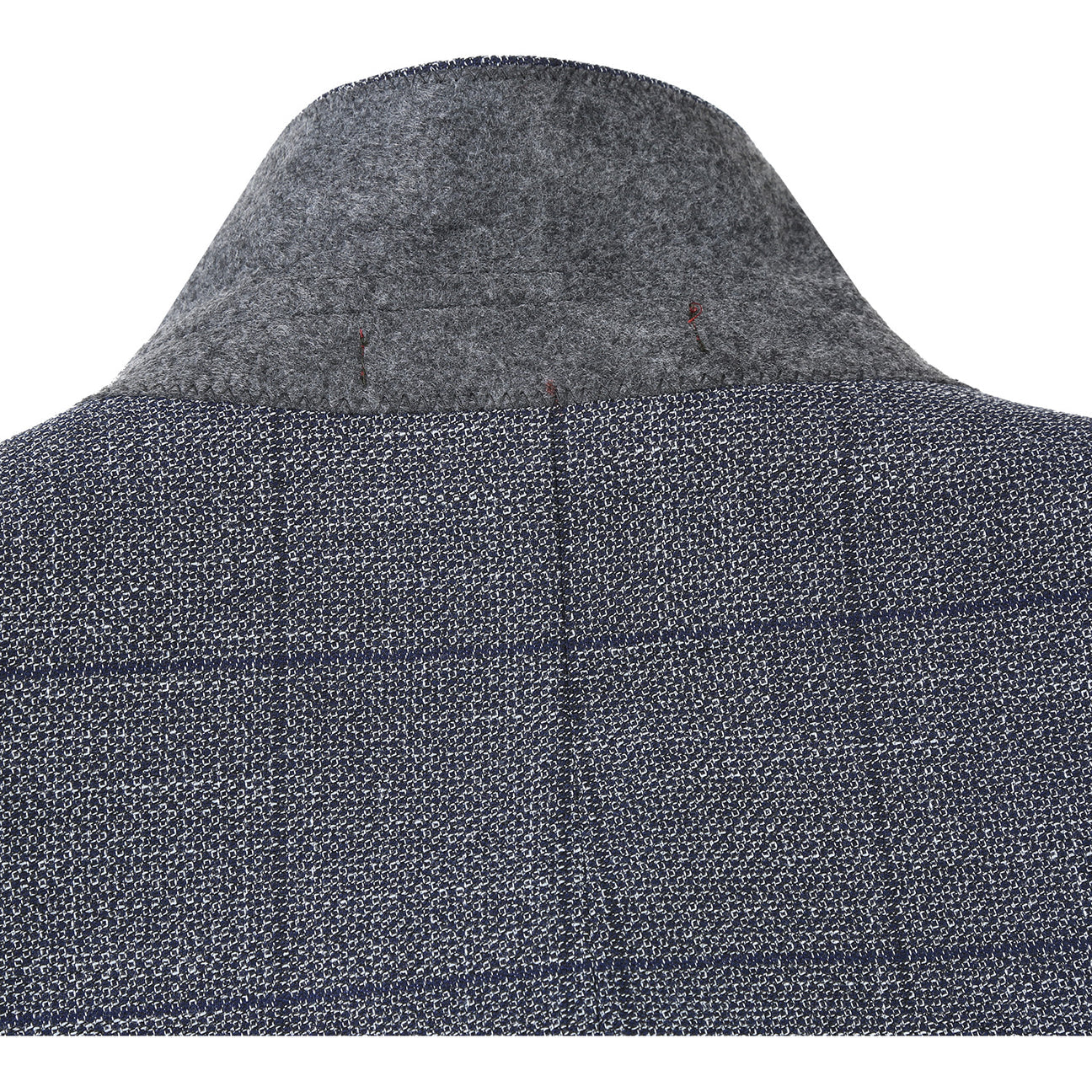 The Alessandro Vitello by Renoir Slim Fit Blazer Gray 294-20 is displayed on a mannequin with a stylish notch lapel, paired with a white shirt and purple patterned tie.